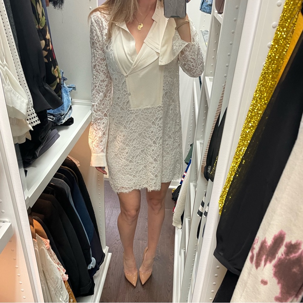 BCBG Max Azria Cream Colored Lace & Silk Dress